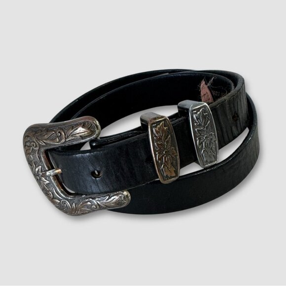 Johnny Goods Accessories - Vintage Johnny Goods Western Handcrafted Boho Leather Black Belt